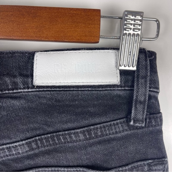 RE/DONE Faded Black High Rise Button Fly Ankle Crop Jeans Raw Hem Size 27 - Picture 9 of 11